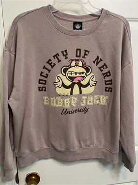 Y2K Bobby Jack University "Society Of Nerds" Mineral Wash Crewneck Sweatshirt M
